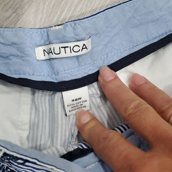 Nautica Men’s Coastal Theme 100% Cotton Deck Shorts Navy Size 40 - Picture 2 of 5
